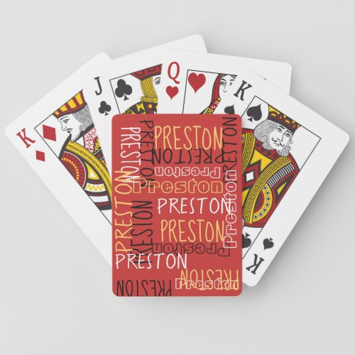 Red Personalized Custom Name Collage Playing Cards