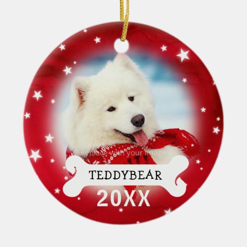 Red Personalized Dog Pet Photo Christmas Ornaments