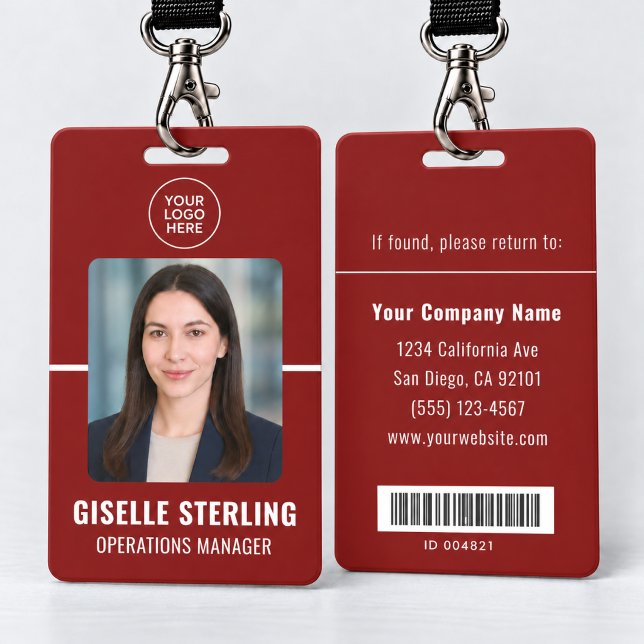 Red Personalized Employee Bar Code ID Card Badge (Creator Uploaded)