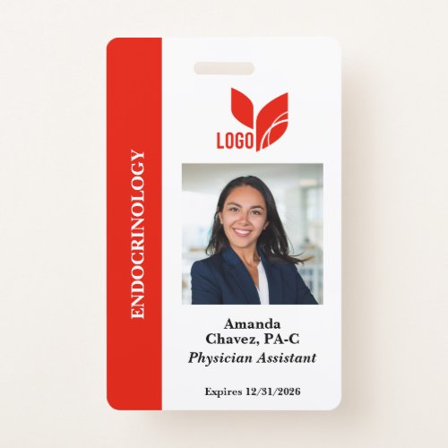 Red Personalized Employee ID Photo Name Badge