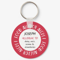 Red Personalized Food Allergy Alert Customized Keychain