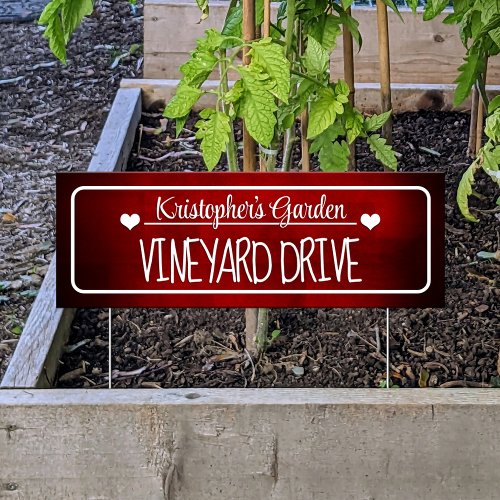 Red Personalized Garden Path Sign