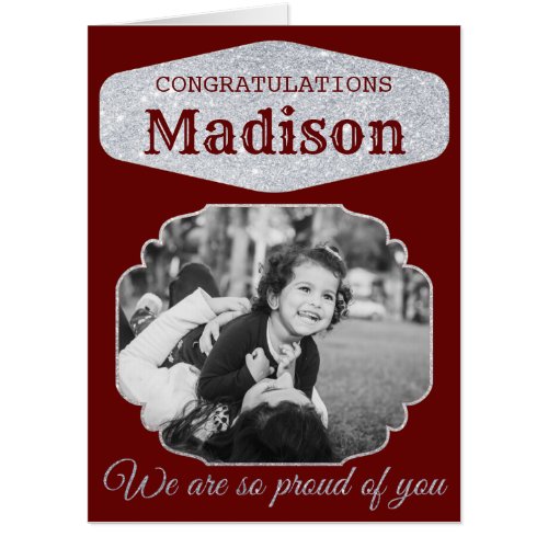 Red Personalized Glitter Graduation Giant Card