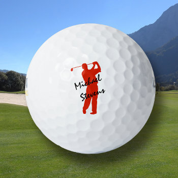 Red Personalized Golfer Golf Balls by Westerngirl2 at Zazzle