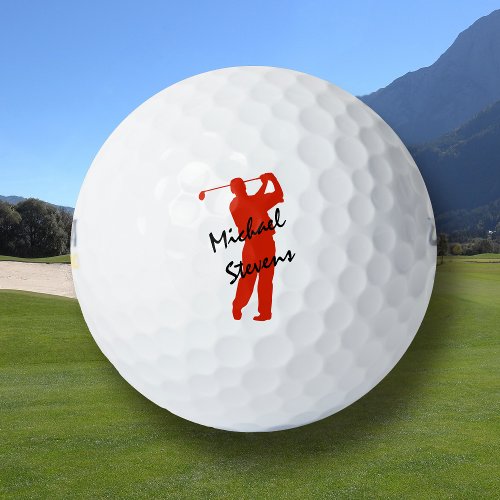 Red Personalized Golfer Golf Balls