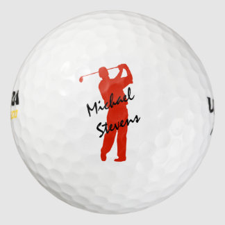 Red Personalized Golfer Golf Balls