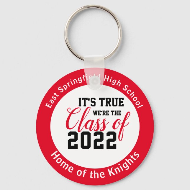 Red Personalized High School Class of 2022 Keychain (Front)