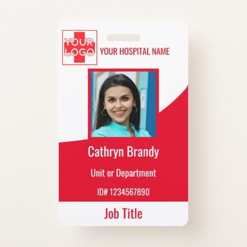 Red Personalized Hospital or Clinic Employee Badge