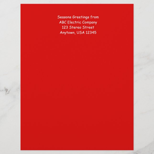 Red, Personalized Letterhead Stationery Paper (Front)