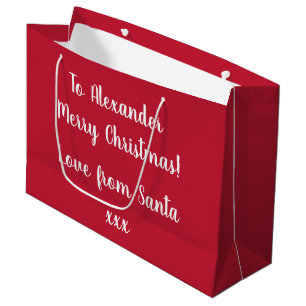 Red Personalized Love From Santa Christmas Large Gift Bag