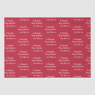 Red Personalized Merry Christmas From Mom Tissue Paper