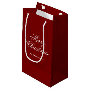 Red Personalized Merry Christmas Small Gift Bag
