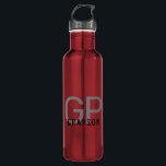 Red Personalized Modern Monogram Initial  Stainless Steel Water Bottle<br><div class="desc">Professional and understated personalized red,  black,  and gray water bottle with a simple custom masculine monogram with 2 initial letters,  and name you can edit to any fonts or colors to design a an elegant metal water bottle that looks great at the office or school with a classic design.</div>