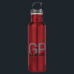 Red Personalized Modern Monogram Initial  Stainless Steel Water Bottle<br><div class="desc">Professional and understated personalized red,  black,  and gray water bottle with a simple custom masculine monogram with 2 initial letters,  and name you can edit to any fonts or colors to design a an elegant metal water bottle that looks great at the office or school with a classic design.</div>