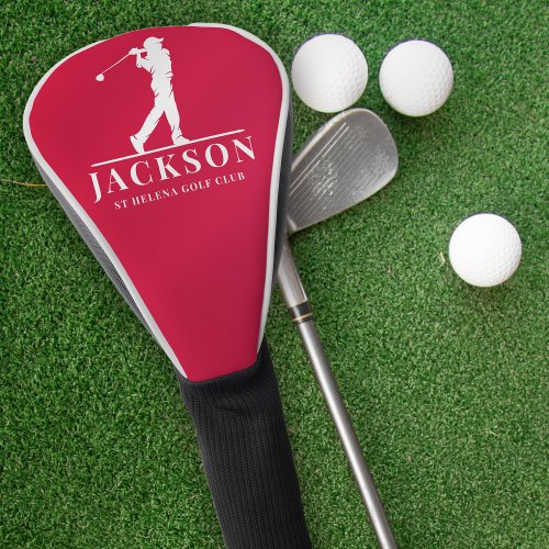 Red Personalized Monogram Golf Swing Golf Head Cover