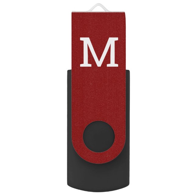 Red Personalized Monogram Initial Flash Drive (Front Vertical)