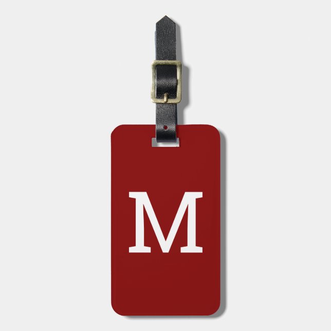 Red Personalized Monogram Initial Luggage Tag (Front Vertical)