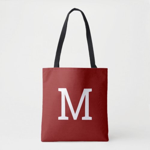 Red Personalized Monogram Initial Tote Bag