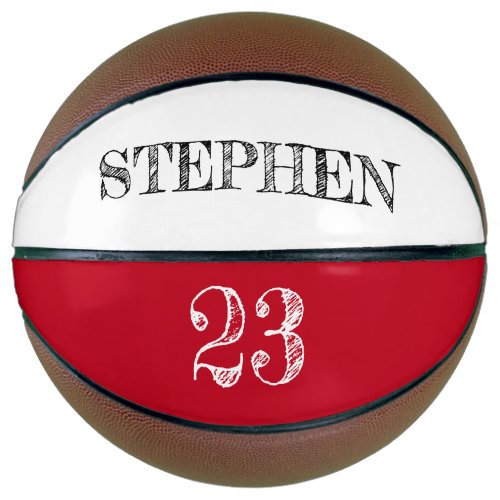 Red Personalized Name Ball Player Number Basketball