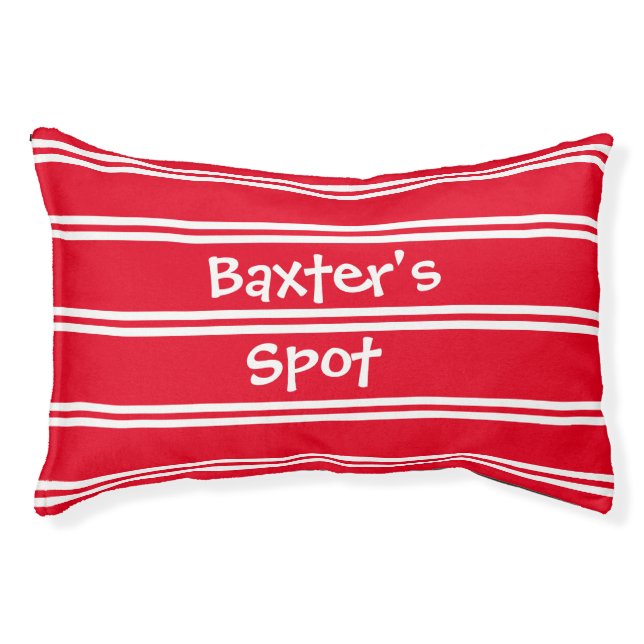 Red Personalized Name Dog Bed Pillow (Front)