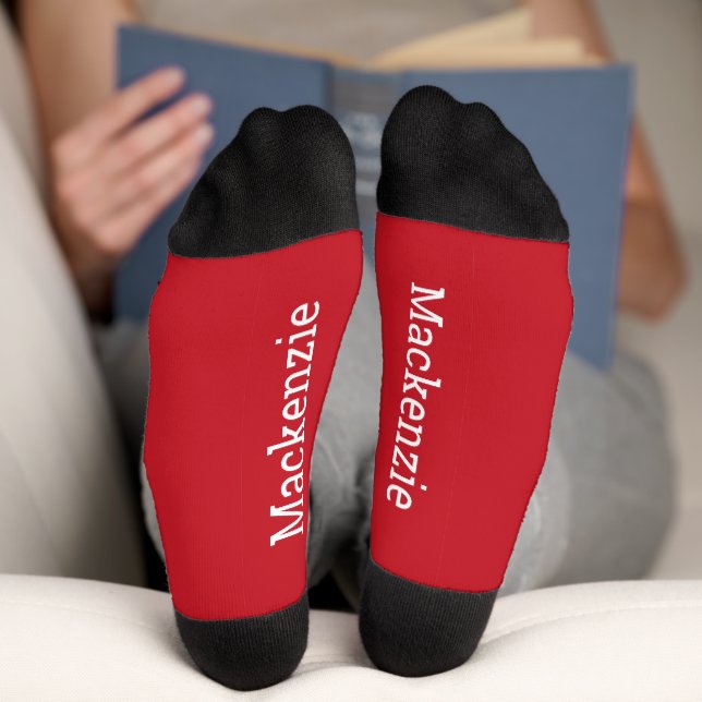 Red Personalized Name Monogram Bottom Socks (Bottom)