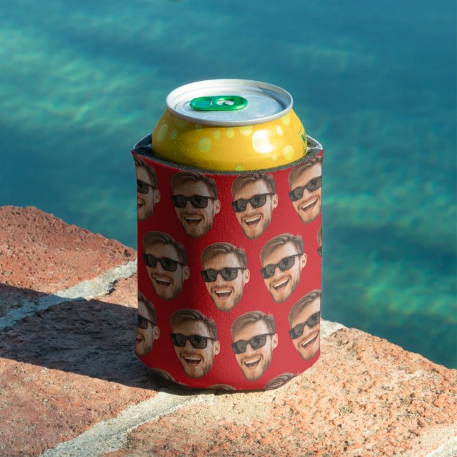 Red Personalized Party Supplies With Face Can Cooler (In Situ Pool)