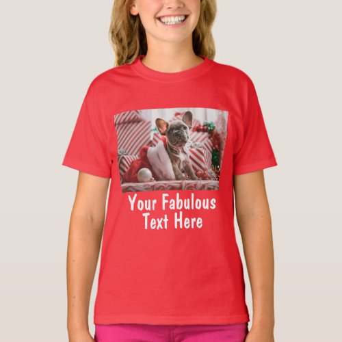 Red Personalized Photo and Text T_Shirt