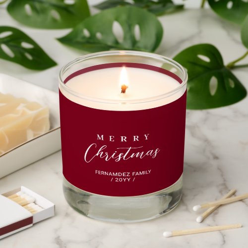 Red  Personalized Photo Christmas Holiday Gift Scented Candle