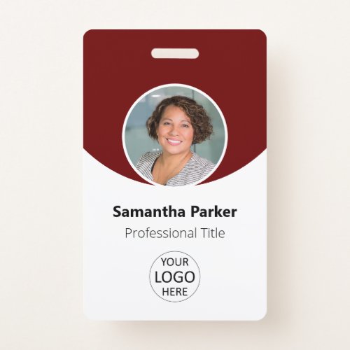 Red Personalized Photo Logo Barcode Employee Badge