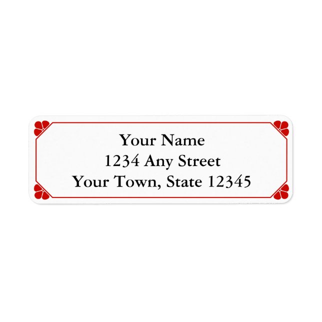 Red Personalized Printed Return Address Labels (Front)
