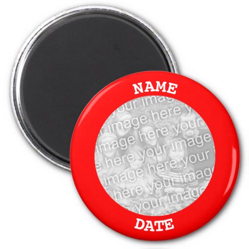 Red Personalized Round Photo Border Magnet