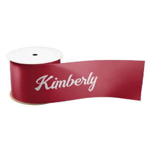 Red Personalized Script Name School Satin Ribbon