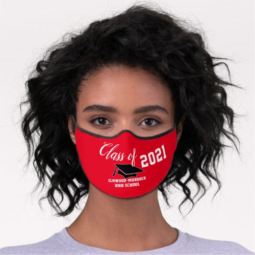 Red Personalized Senior Class 2021 Premium Face Mask