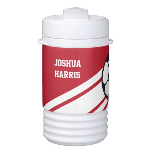 Red Personalized Soccer Igloo Beverage Cooler Zazzle