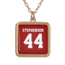 Red Personalized Sports Name Number Pendant