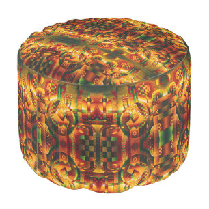 Red Peruvian Antique Vintage Pattern Pouf