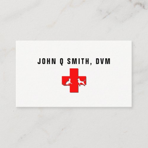 Red Pet Care Cross Veterinarian Business Card