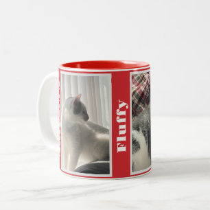 Red Pet Photos and Names  Two-Tone Coffee Mug