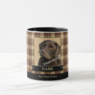 Red Pet Picture classic country style plaid Mug