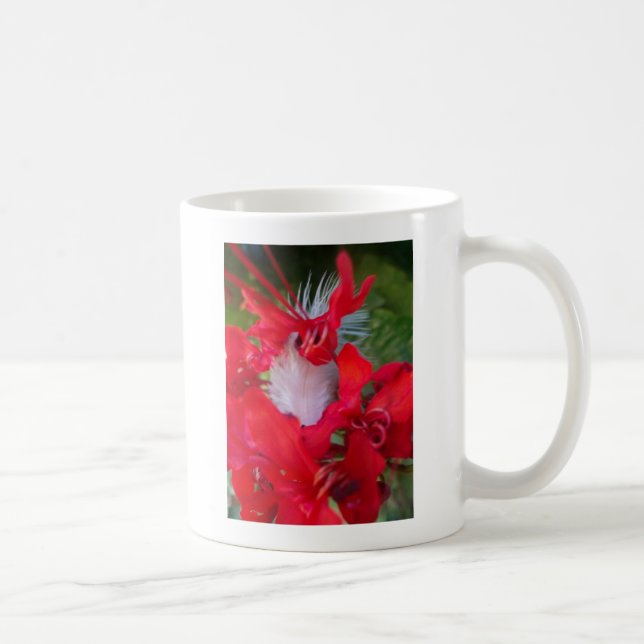 Red Petal Feather Art Print Coffee Mug (Right)