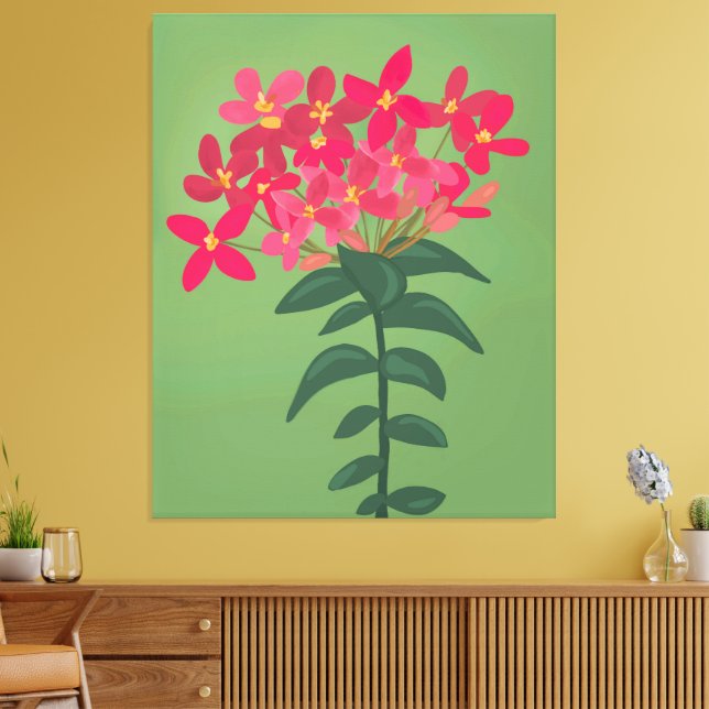 Red Petals Modern Floral Wall Canvas Print (Insitu(LivingRoom))