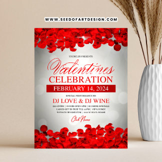 Red Petals & Roses Valentine's Day Event Flyer