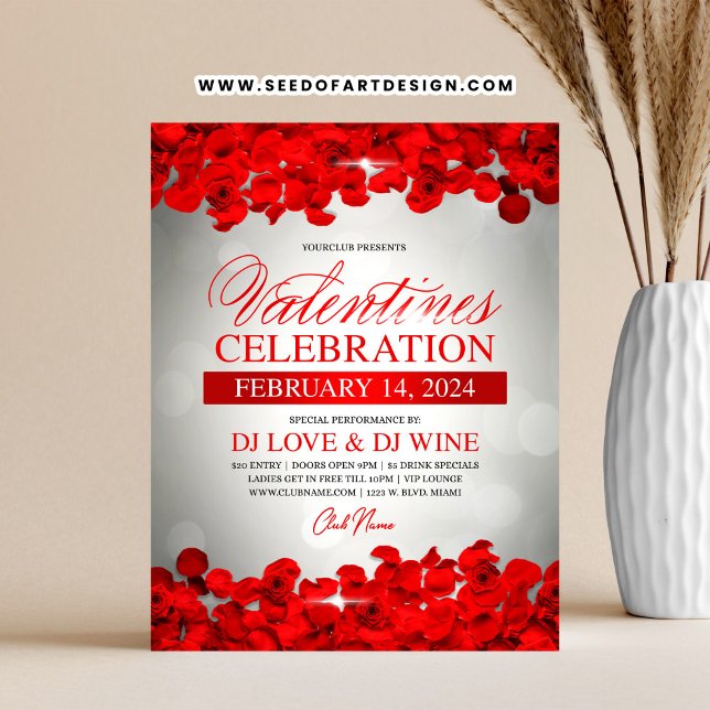 Red Petals & Roses Valentine's Day Event  Flyer (Creator Uploaded)