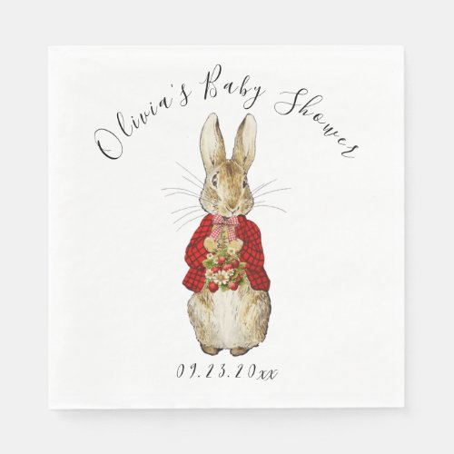 Red Peter Rabbit Watercolor Baby Shower Napkins