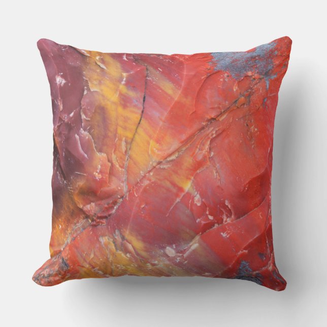 Red Petrified wood detail, Arizona Throw Pillow (Front)