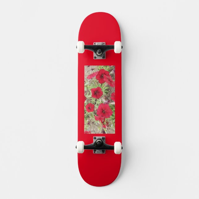 Red Petunias Skateboard (Front)