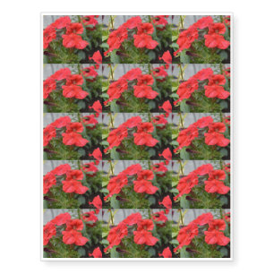 Red Petunias Temporary Tattoos