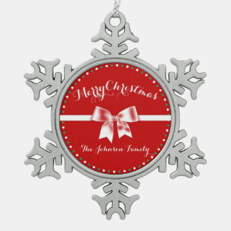 Red Pewter Personalized Christmas Ornaments