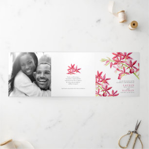 Red Phaiocalanthe jewel orchid watercolor wedding Tri-Fold Program