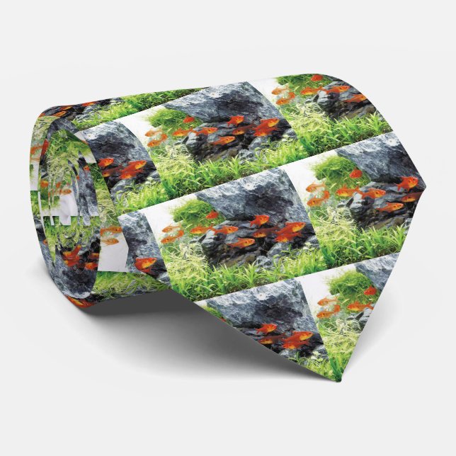 Red phantom tetras neck tie (Rolled)